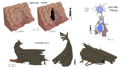 Concept art of various objects within The Scar, by Mod Jerv.