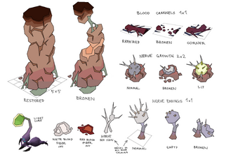 Concept art of various objects within The Scar maze, by Mod Jerv.