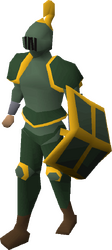 A player wearing adamant gold-trimmed armour with platelegs.