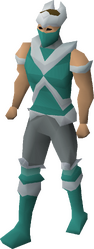 A male player wearing the basic crystal armour set.