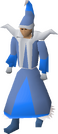 A player wearing blue mystic robes.