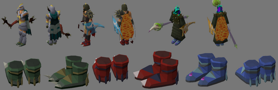 Early models for the boots made from Cerberus' crystals.