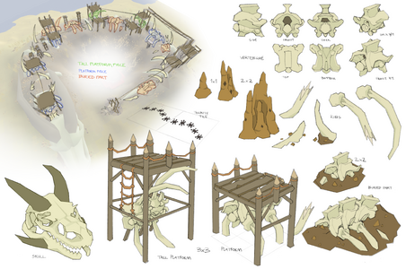 Concept art of the Colossal Wyrm Remains, by Mod Jerv.