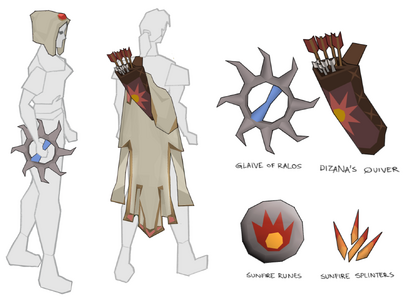 Concept art of the sunfire rune, alongside other Colosseum rewards, by Mod Jerv.