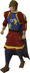 A male player wearing the full Deadman armour set.