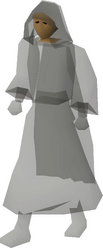 A male player wearing the ghostly robes set.