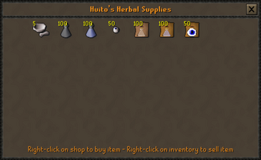 Huito's Herbal Supplies interface