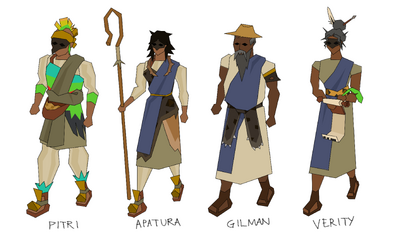 Concept art of the various NPCs in the guild, by Mod Jerv.