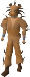 A male player wearing the larupia hunter outfit.