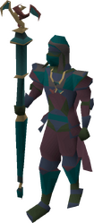 A male player wearing the full set of lunar equipment.