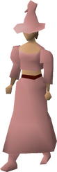 A female player wearing the full pink robes set.