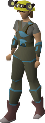 A female player wearing the prospector kit.