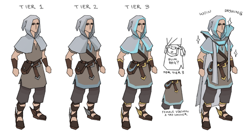 Tier 1, 2 and 3 of the Adventurer's Outfit.