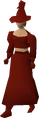 A female player wearing the red set