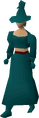 A female player wearing the teal set