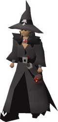 A male player wearing the witch costume.